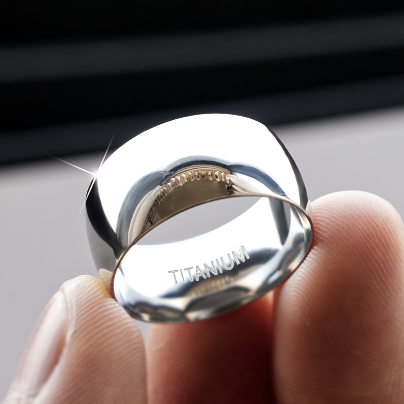 1pc 8mm Men's Fashion Titanium Steel Ring - Durable And Stylish Men's Jewelry - The Perfect Birthday Gift For , Without Battery