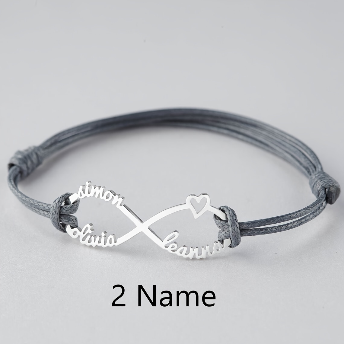 Personalized Mom Infinity Rope Bracelet with 1-4 Names