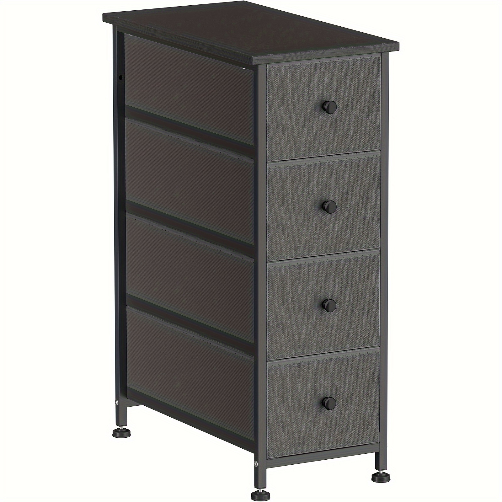 4 Drawer Storage Organizer Narrow 2024 Tower Dresser, Black Grey