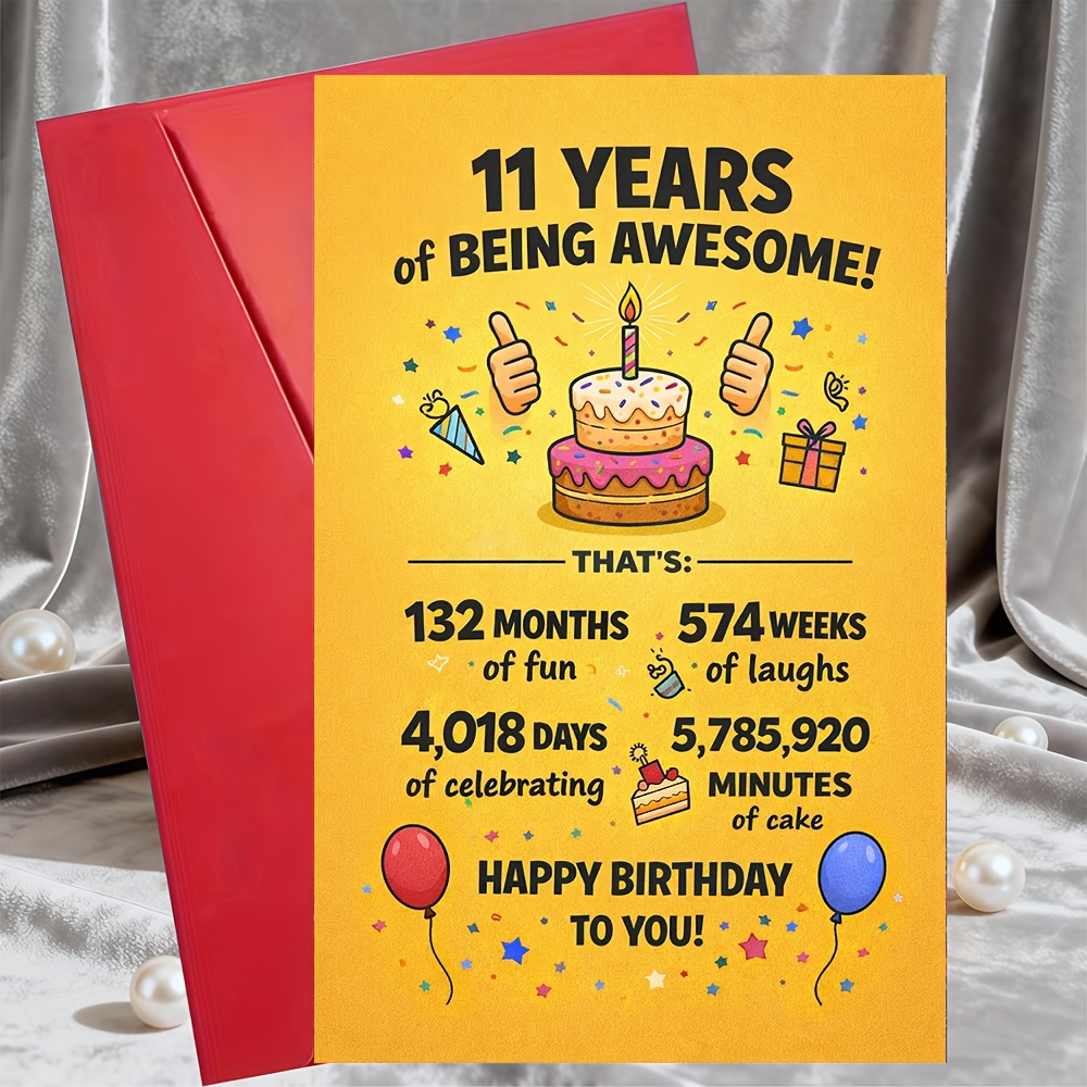 TEMU A Humorous Birthday Card To The 11th Birthday And For 11 Years, Suitable For , Daughters, Nephews, Nieces . Great For Teen Boys And Girls, Ideal