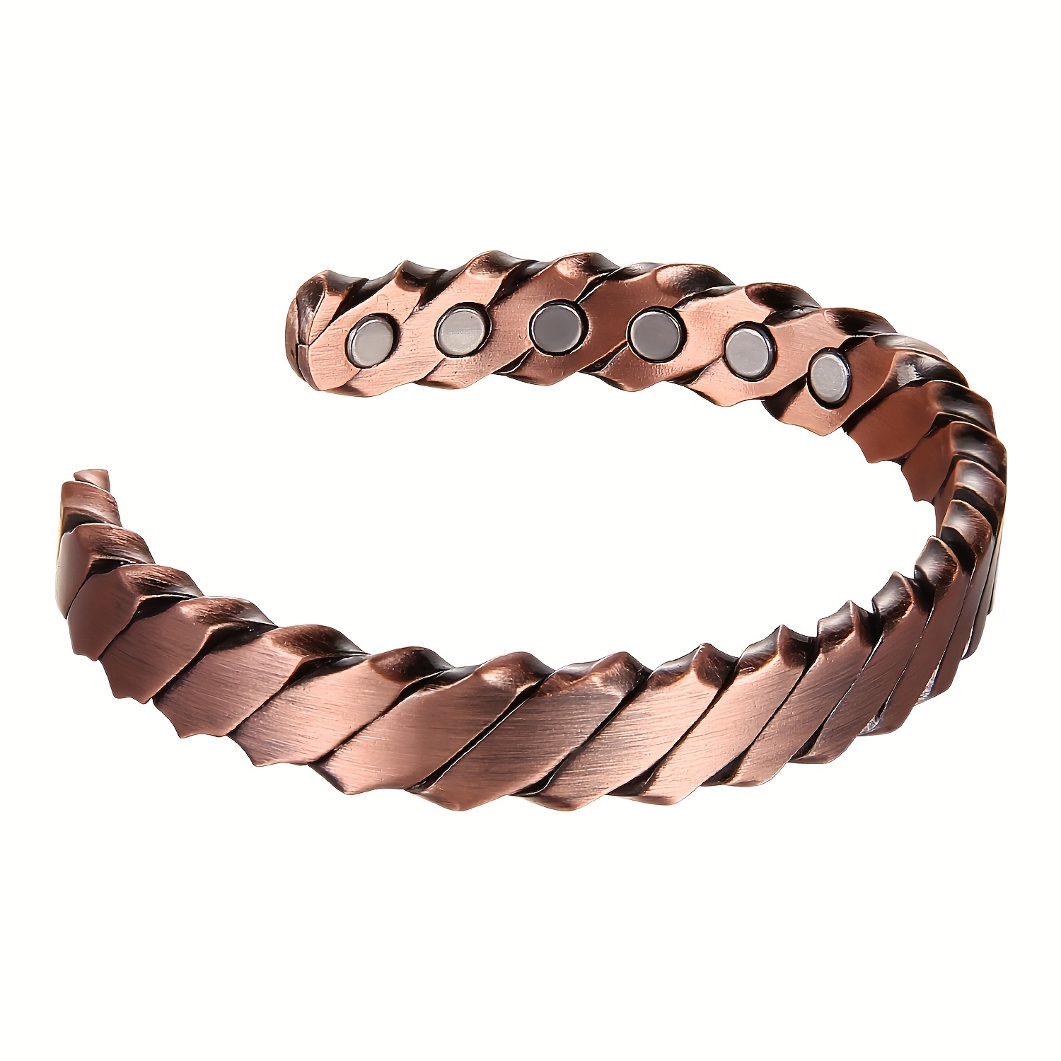 Image of 1pc Copper Magnetic Bracelet For Women Men, Adjustable Size Copper Bangle With Opening Design, Jewelry Gifts For Family
