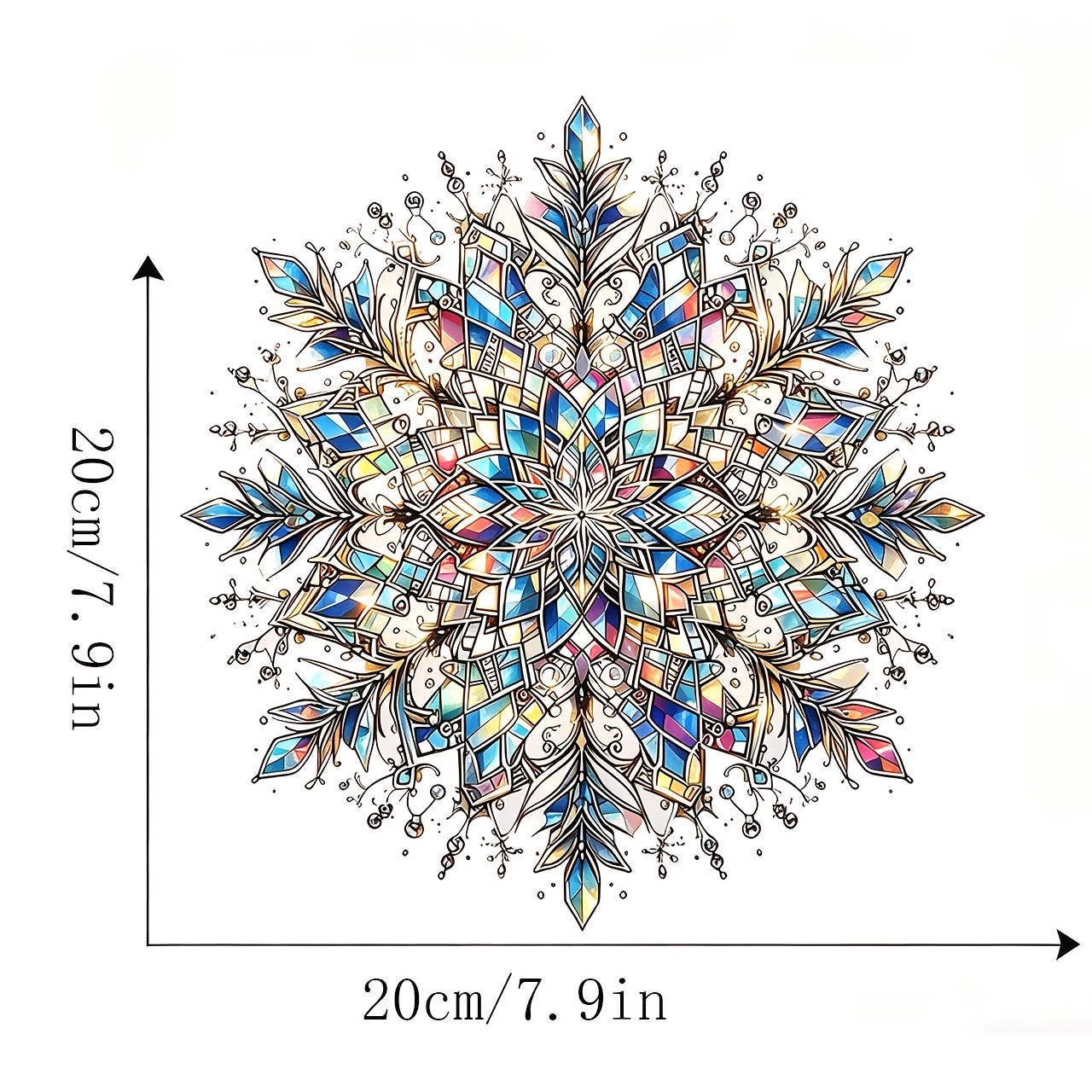 TEMU Double-sided Stained-glass Snowflake Mandala Window Sticker, Removable Self-adhesive Glass Decal, Winter Home Decor