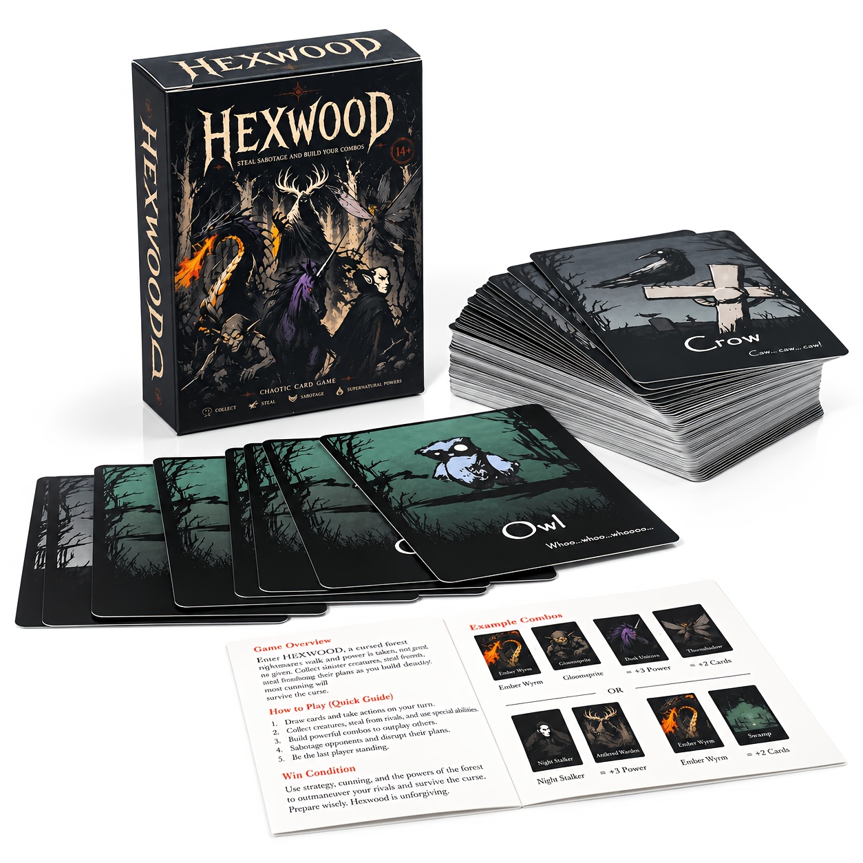 TEMU Hexwood Card Game Steal And Build Your Combos Strategy Card Game For Games Supernatural Creature Set Collection Hand Management Fast Interactive