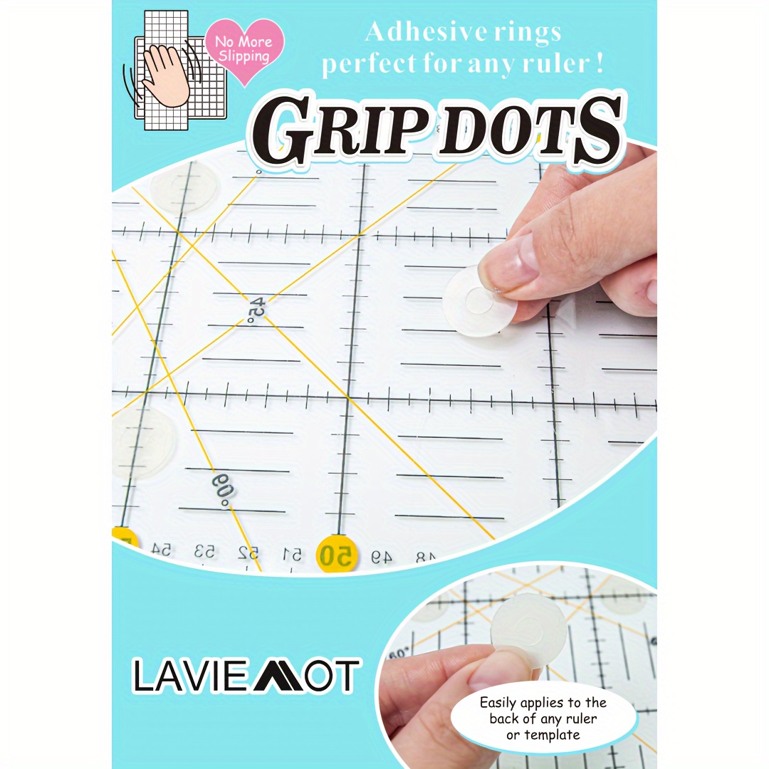 

Lavieaot Grip Dots Non-slip Adhesive Rings - 30pcs Universal Silicone Ruler Grips For Precision In Patchwork, Quilting & Crafting - 15 Large & 15 Small Grips For Tools & Templates