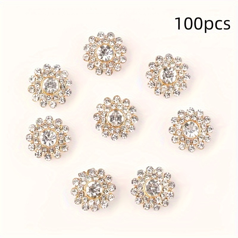 100pcs/pack Flower Shaped Round Glass Crystal Rhinestones With Flat Back Sewing Beads Decoration Water Craft