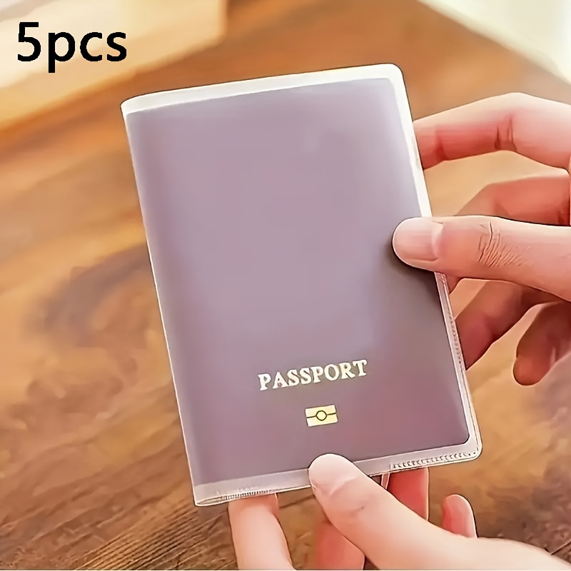 Image of 5pcs Durable Scratch-resistant High Quality Transparent Passport And Card Holder Sleeves - Lightweight Plastic Document Protectors With Multiple Slots For Travel, Id, Travel Vacation, Women's