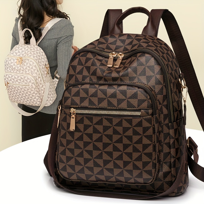 womens backpacks elegant womens geometric print backpack - Temu display picture 1