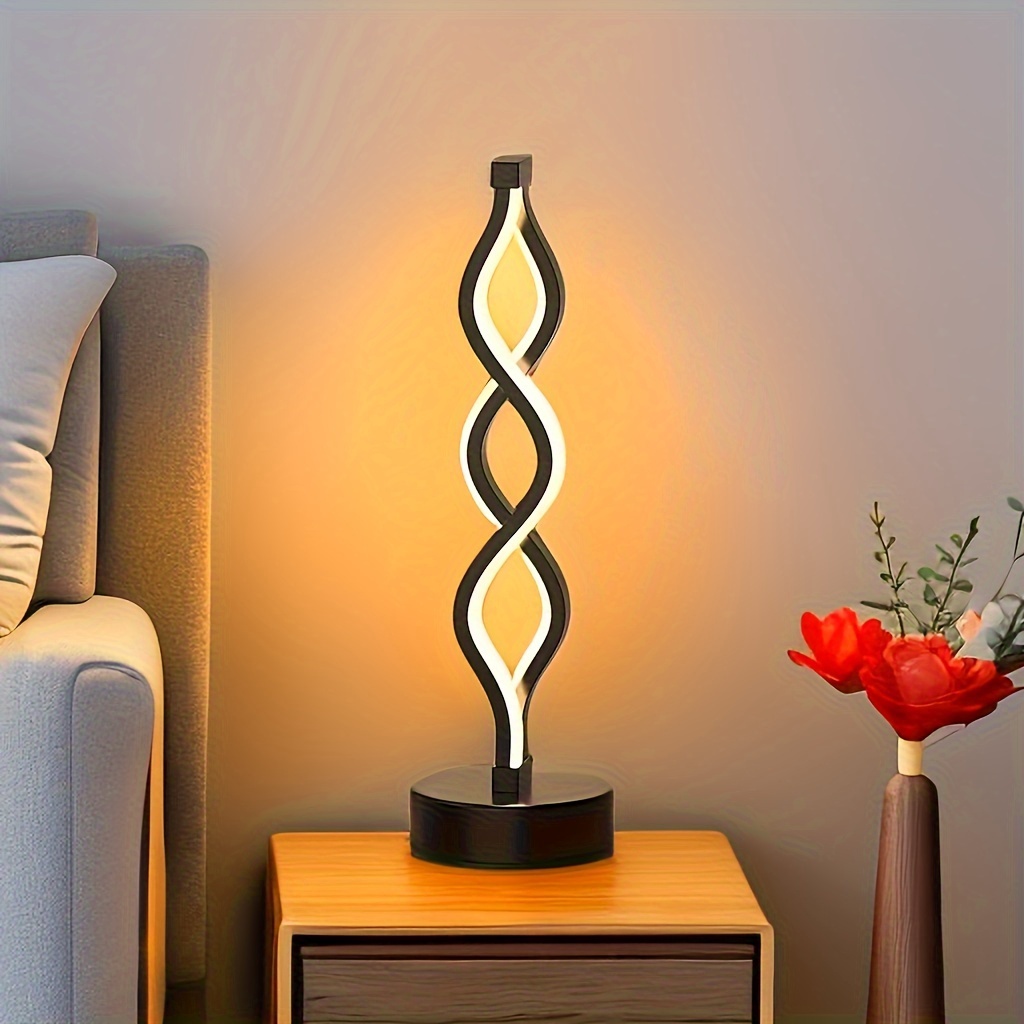 

Modern Spiral Led Table Lamp – Sleek , Adjustable Lighting, Usb Powered, Bedroom, Coffee Shop, Or Ktv Decor, Ideal Gift For , Rechargeable Table Lamp