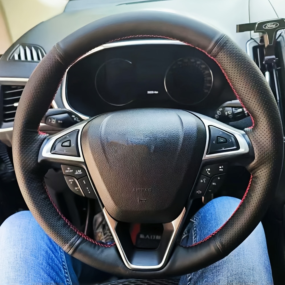 TEMU Car Steering Wheel Cover Hand Sewing For Ford Fusion 2013 2014 Edge 2015 2016
