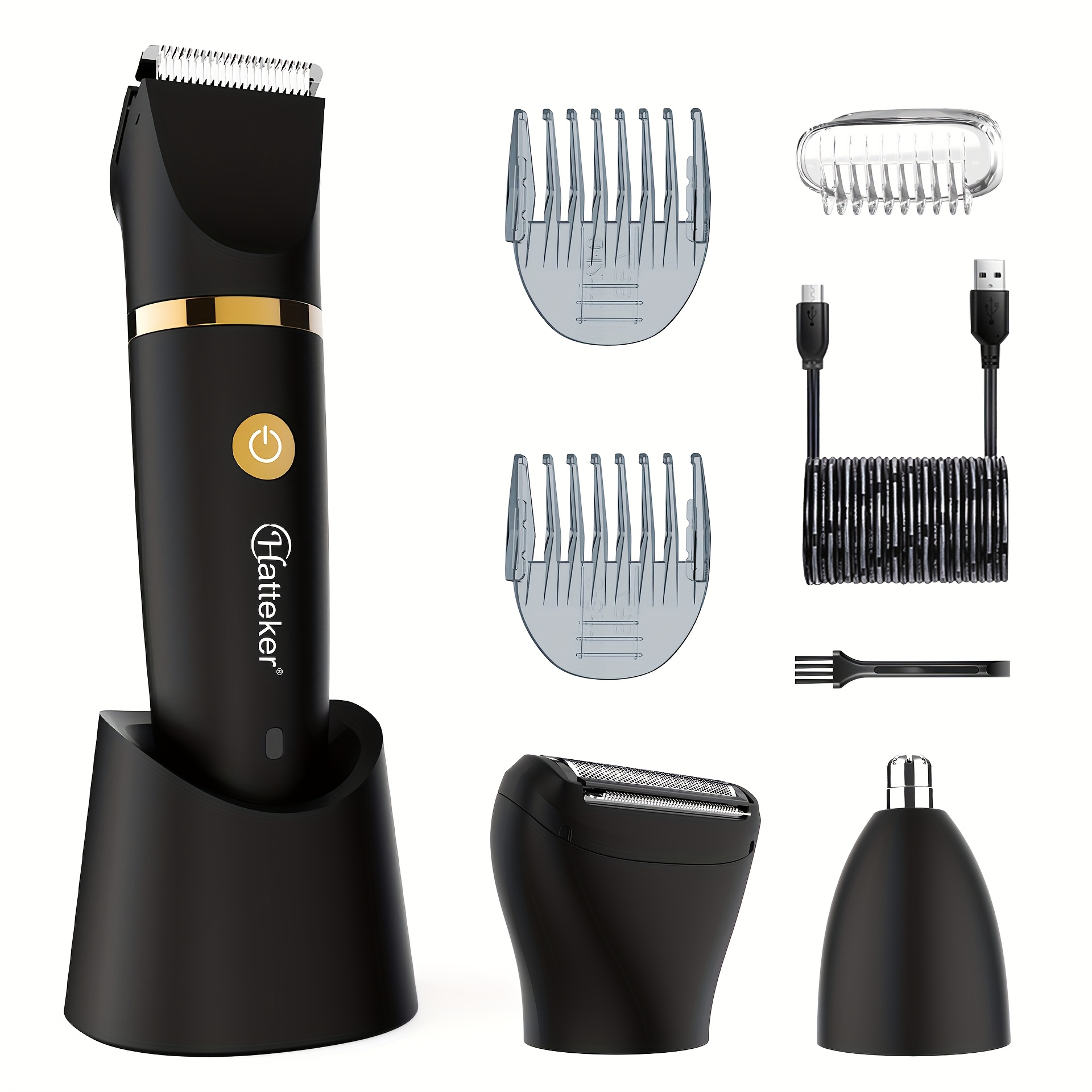Image of Hatteker Men's Body Hair Trimmer Multi-functional Shaver For Underarm, Leg, Facial, Ear, Nose, And Hair Usb Charging Portable Gift Suitable For Men