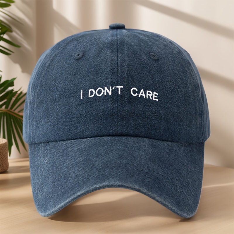 TEMU 't Care Letter Embroidery Baseball Washed Vintage Duckbill Cap Soft Sweat-absorbing Breathable Hat Individual Street Hip-hop Cap Outdoor Leisure