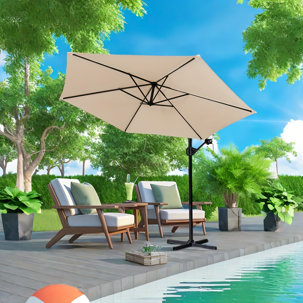 

Anbebe Patio Umbrella - Offset Hanging Cantilever, Upf50+ Uv Protection With Easy Tilt Adjustment And Crank Patio Outdoor Market Umbrella, For Pool Deck And Garden