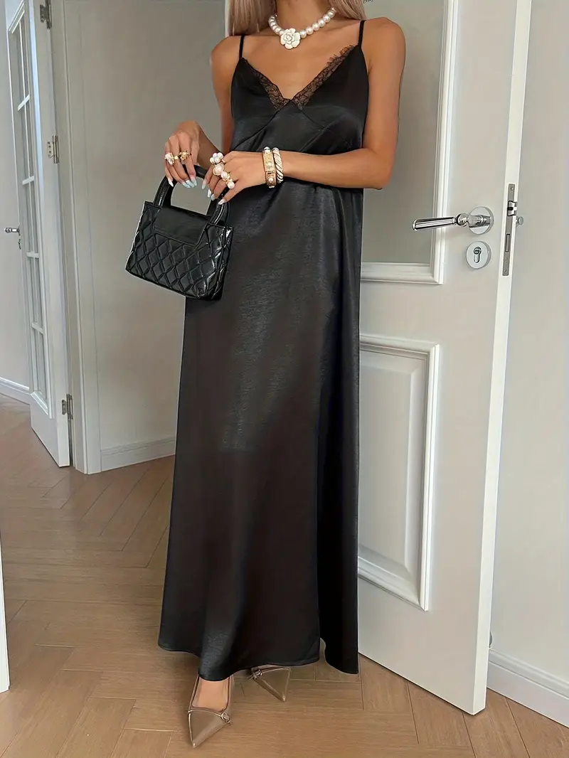 black silk dress casual V Neck Long Black Dress, Casual Silk Dress, Black Formal Dress, Sleeveless Midi Cocktail Dress, Evening Dress, Long Sleeve Dress