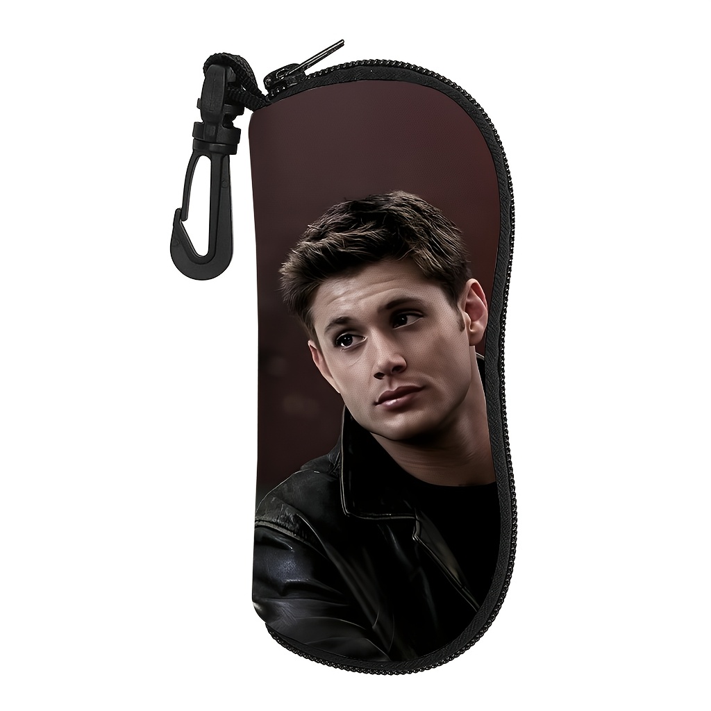 TEMU 1pc Bro Supernatural Cartoon Women's Fashion Glasses Soft Glasses Case, 1 Lightweight Pvc Zipper Glasses Box With Keychain, For Men And Women,