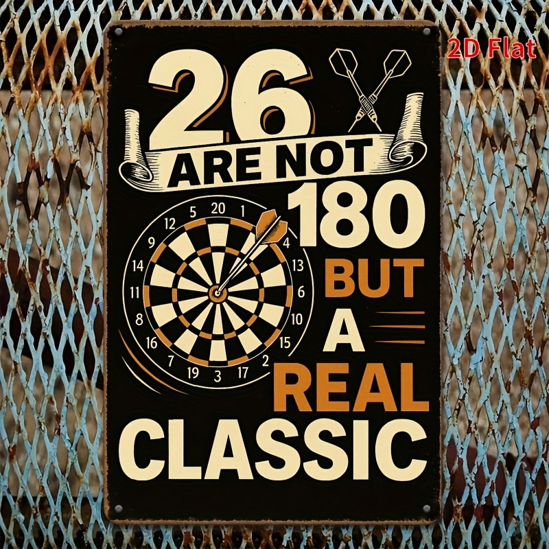 TEMU 2d Flat, 1pc Vintage Dartboard & Darts Metal Wall Art Sign - 20.32x30.48cm Rustic Iron Plaque Suitable For Home, Cafe, Garage, Or Restaurant