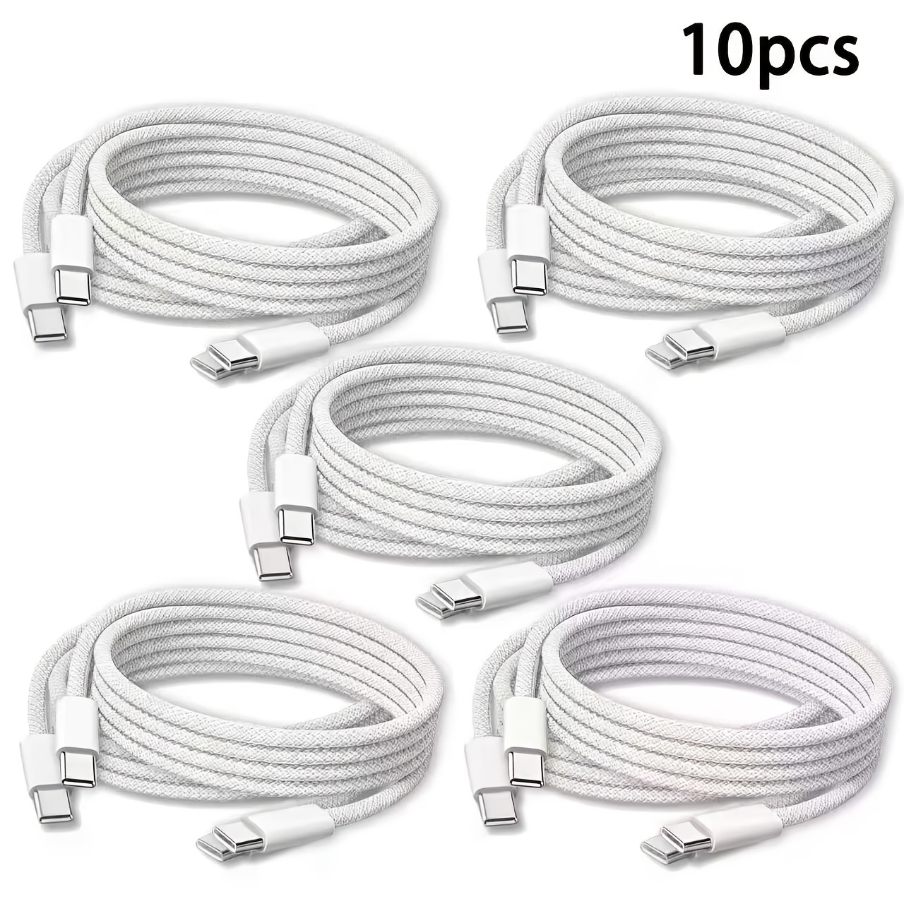 TEMU (10-pack) 240w Fast Charging Cable, Usb-c To Usb-c Charger Cord, Compatible With Iphone 17, Iphone 16/15 (including Pro, Pro Max And Plus
