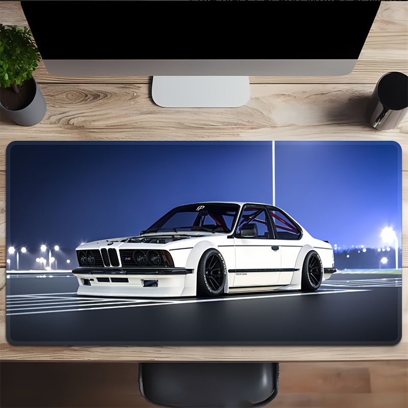 

Large White Car Design Mouse Pad - Waterproof & Non-slip Rubber Base For Gaming, Office, And Study Use - Perfect Gift For Gamers And Loved Ones