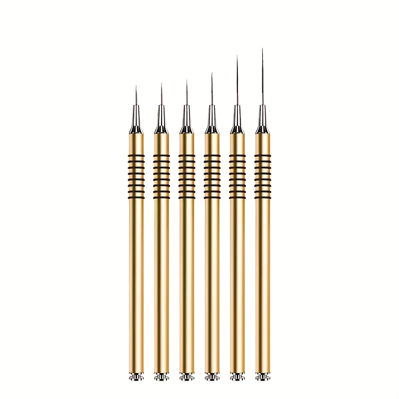 TEMU 6-delige Nail Art Liner Penselen Set Nail Art Design Penseel Strepen Lange Lijnen Dotting Teken Pen Gel Polish Schilder Pensel