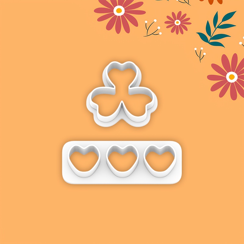 TEMU 2 piezas Cortador de arcilla con forma de flor de pétalo con , herramienta para hacer joyas con tema de plantas/Día de San Valentín, molde de