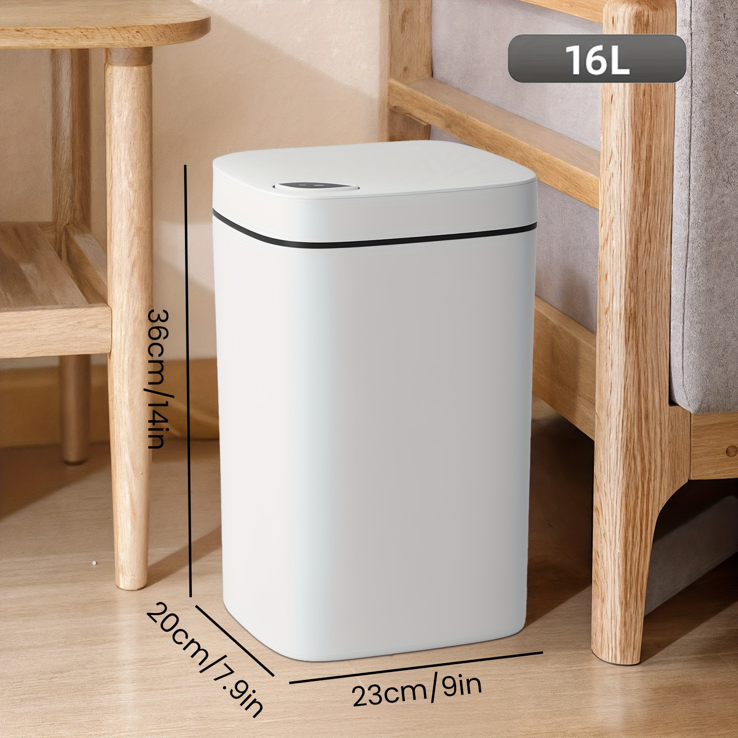 TEMU 1pc Smart Detector Trash Can, Touchless Wastebasket, Auto , Sealed With Lid For Odor Prevention, Silent Shutoff, Multiple Capacity Option, Ideal