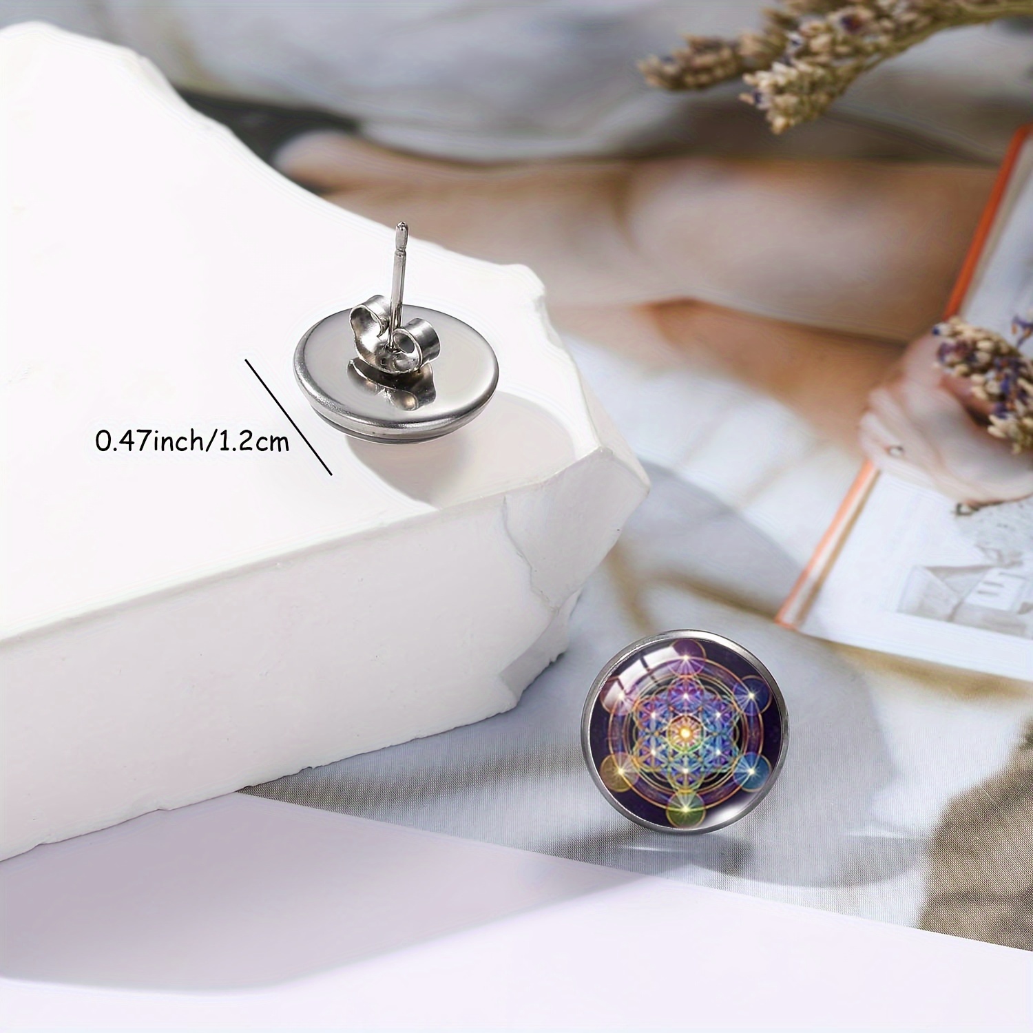 Men's Vintage-Inspired Metatron Cube Stud Earrings