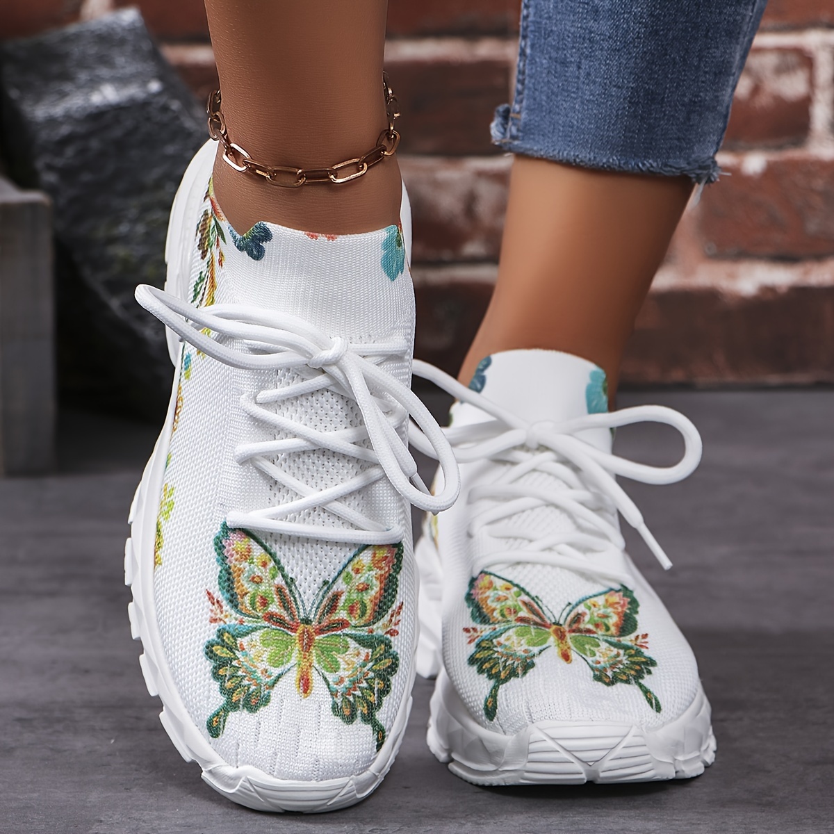 

Women's Soft Sole Platform Sneakers, Lightweight Athletic Running Shoes, Breathable Flower Pattern Sports Footwear For Casual Fashion Outfits