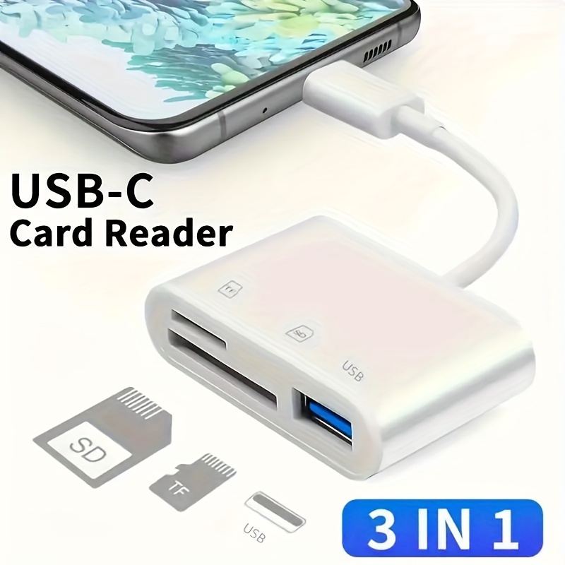 

Otg Adapter, Abs, Suitable For Mobile Phones, Cameras, Computers And More Usb Devices, 3-in-1 Card Reader, Data Transmission, Male To Female