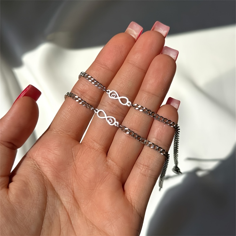 TEMU 2-pack Women's Fashionable Love Shaped Couple Bracelet With Retro Fashionable And Versatile, Suitable For Daily Banquets, Parties, Vacations,