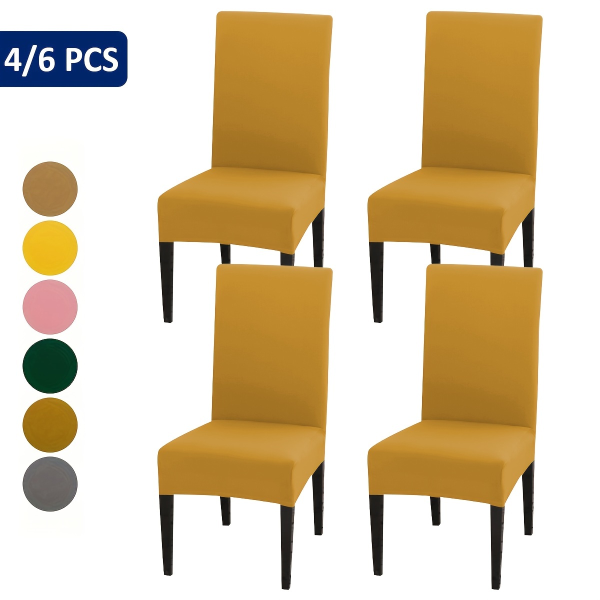 

4/6pcs Solid Color Options S Size Chair Cover Furniture Home Decoration Living Room Kitchen Restaurant