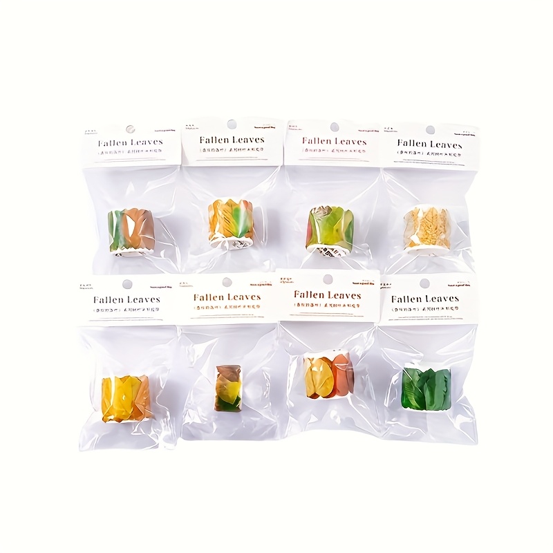 TEMU 8-Pack Herfstblad Decoratieve Tape Rollen - Assortiment van Herfstfoliumontwerpen voor Scrapbooking, Journaling, Cadeauverpakking -