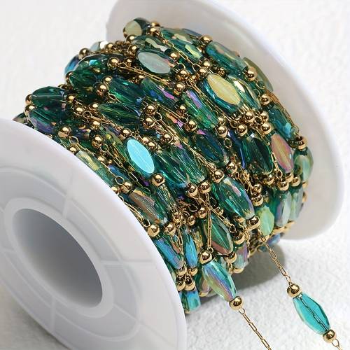 1 meter stone crystal beaded chain for jewelry making necklace bracelet sweater chain supplies
