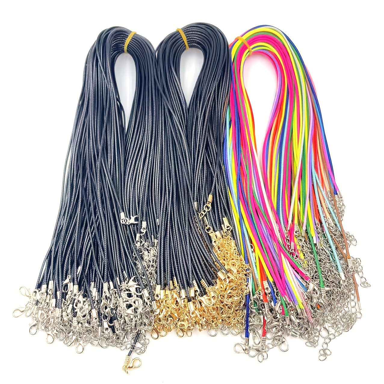 

50/100 Pcs Black Braided Cord Necklace With 15.5+5cm Extender And Lobster Clasp - Perfect For Diy Jewelry Accessories