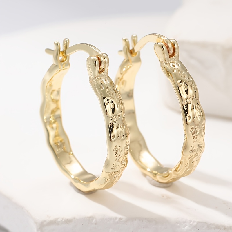 Women's Small Hammered Golden Hoop Earrings