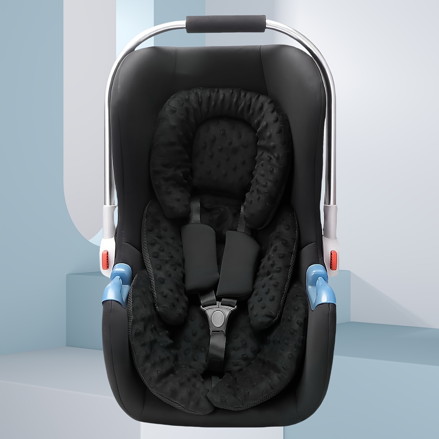 

1pc Universal Reversible Baby Stroller Car Seat Cushion Pad, Polyester Infant Seat Liner With Head And , Fits 3 And 5-point Harness Systems For All