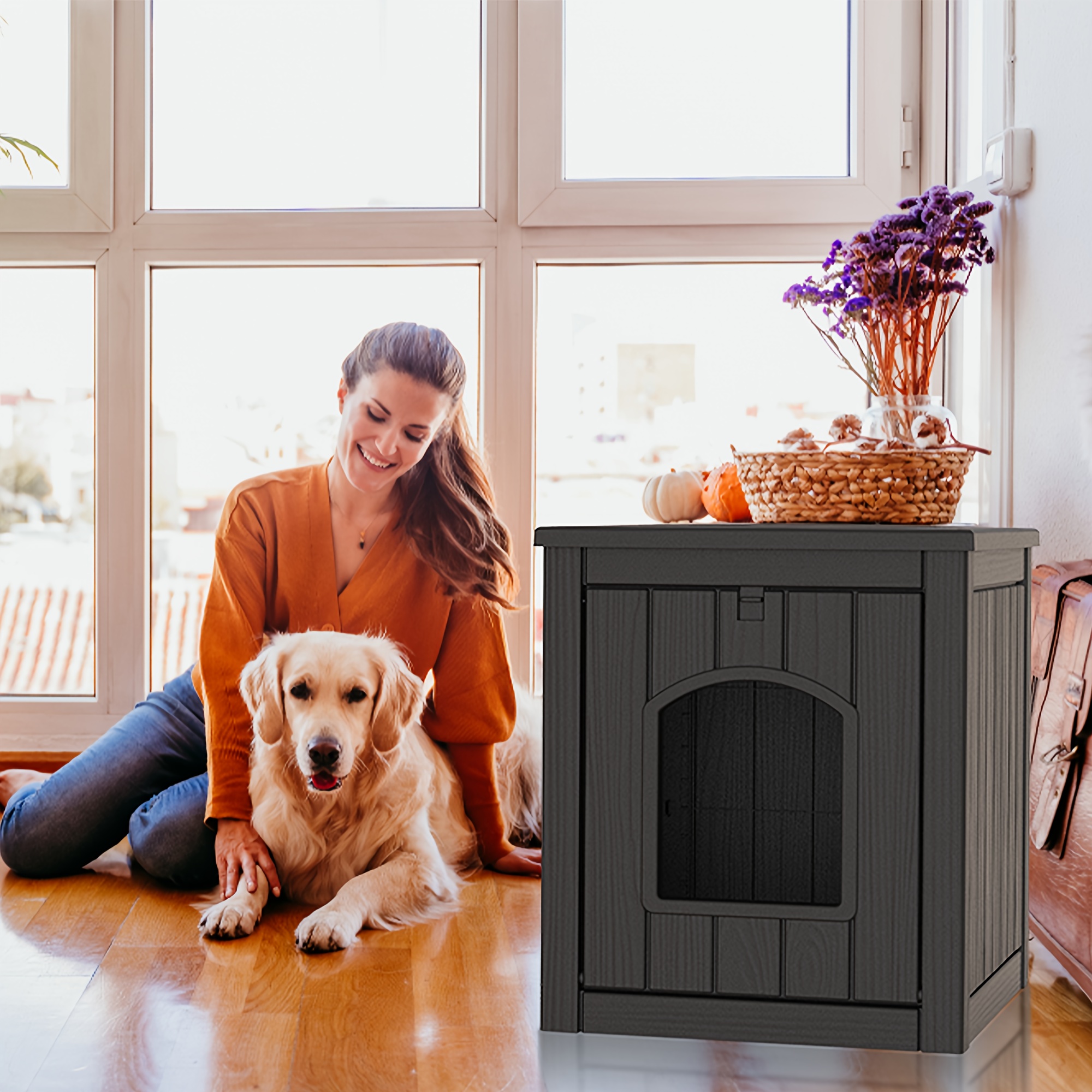 

Durable Waterproof Plastic Dog House For Small To Large Dogs - Indoor Outdoor Doghouse, Cat Duck Puppy Pet Shelter, Portable And Easy Assembly