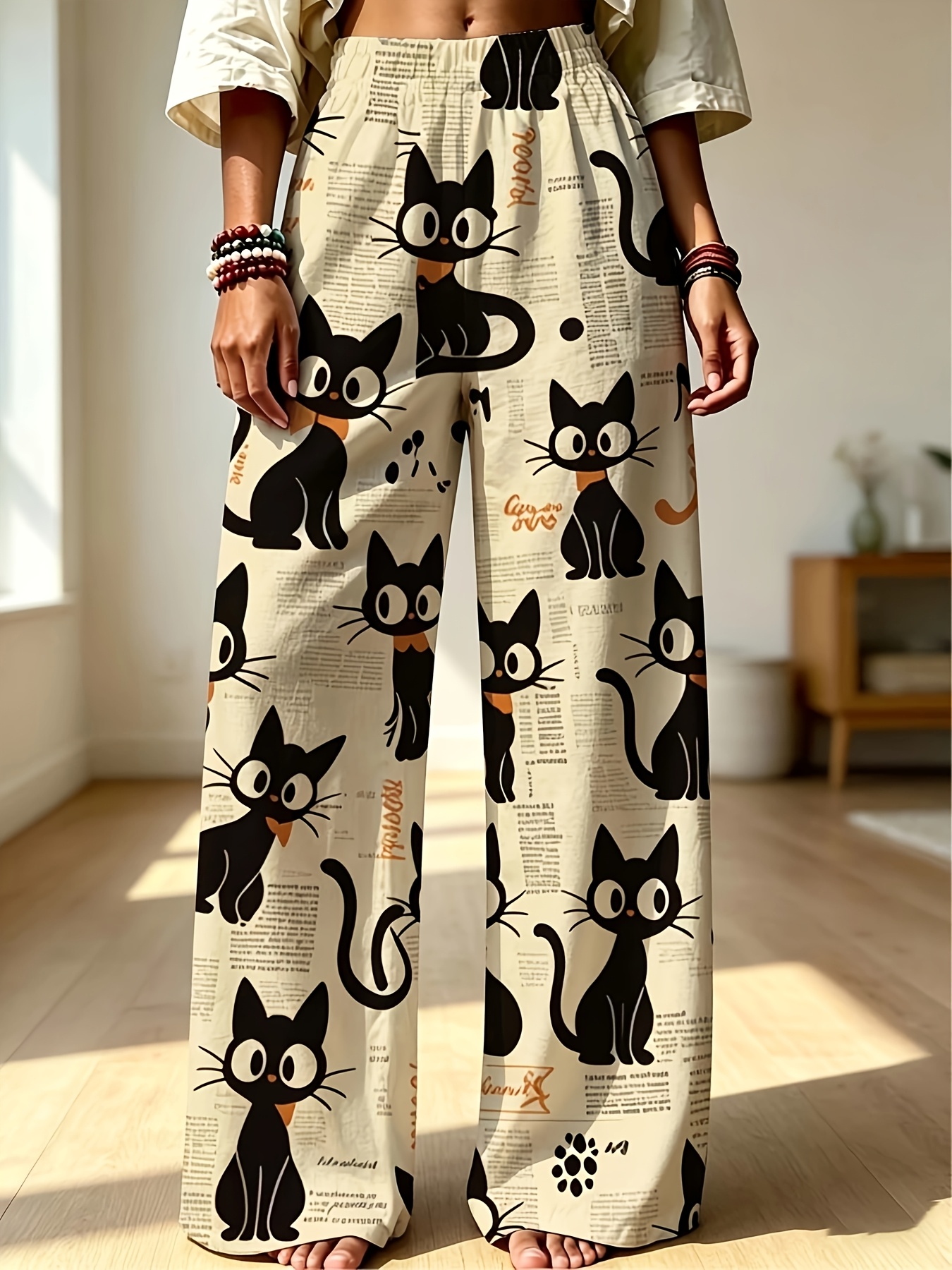 cat print pants sold on Temu United States