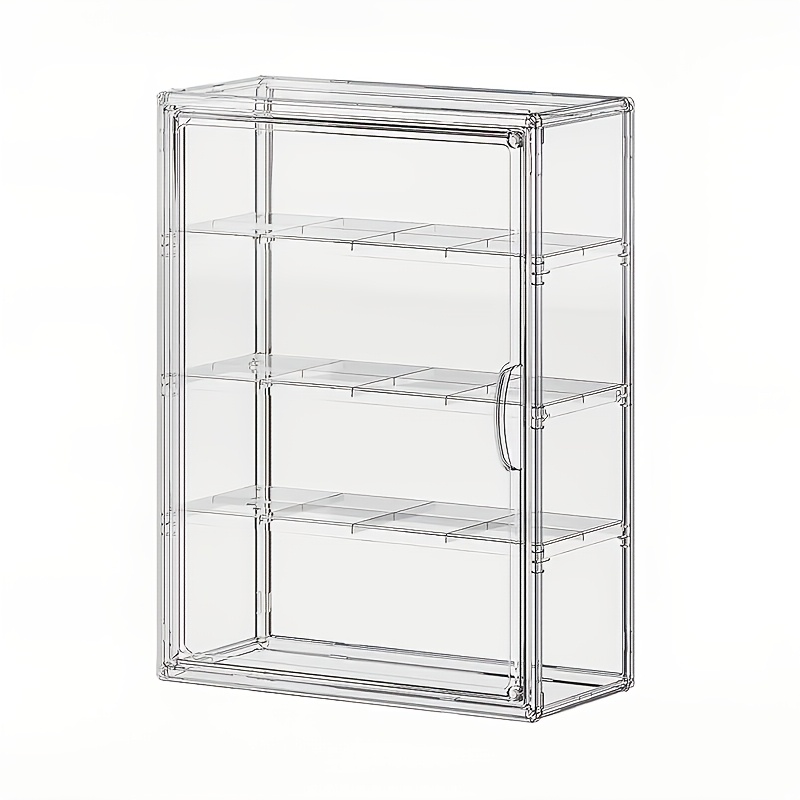 TEMU 4-tier Large Wall-mounted Acrylic Display Case Suitable For Collectibles, Dolls, Action Figures & Miniature Models - Clear Cabinet With 3