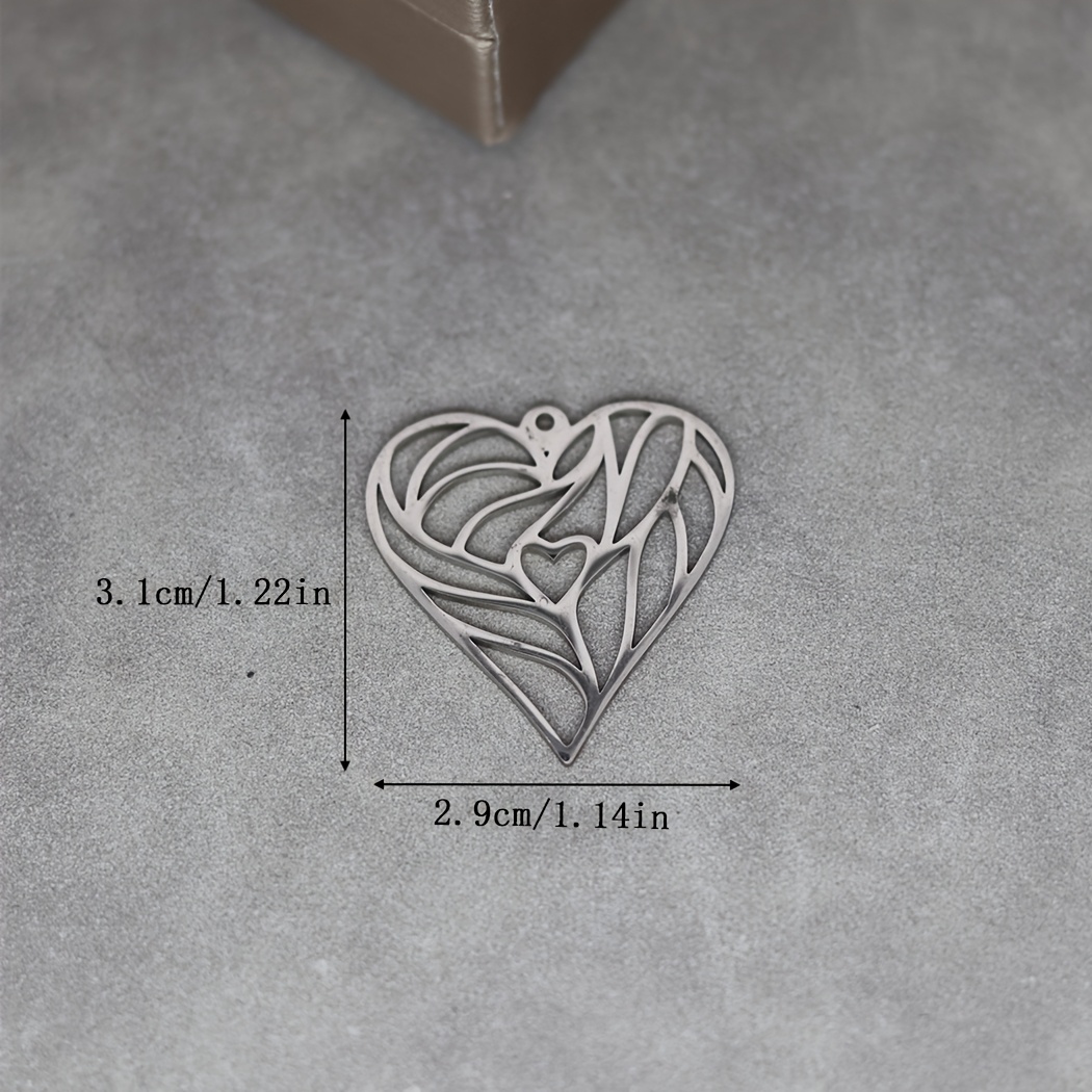 Set of 3 Hollow Heart-Shaped Stainless Steel Pendants