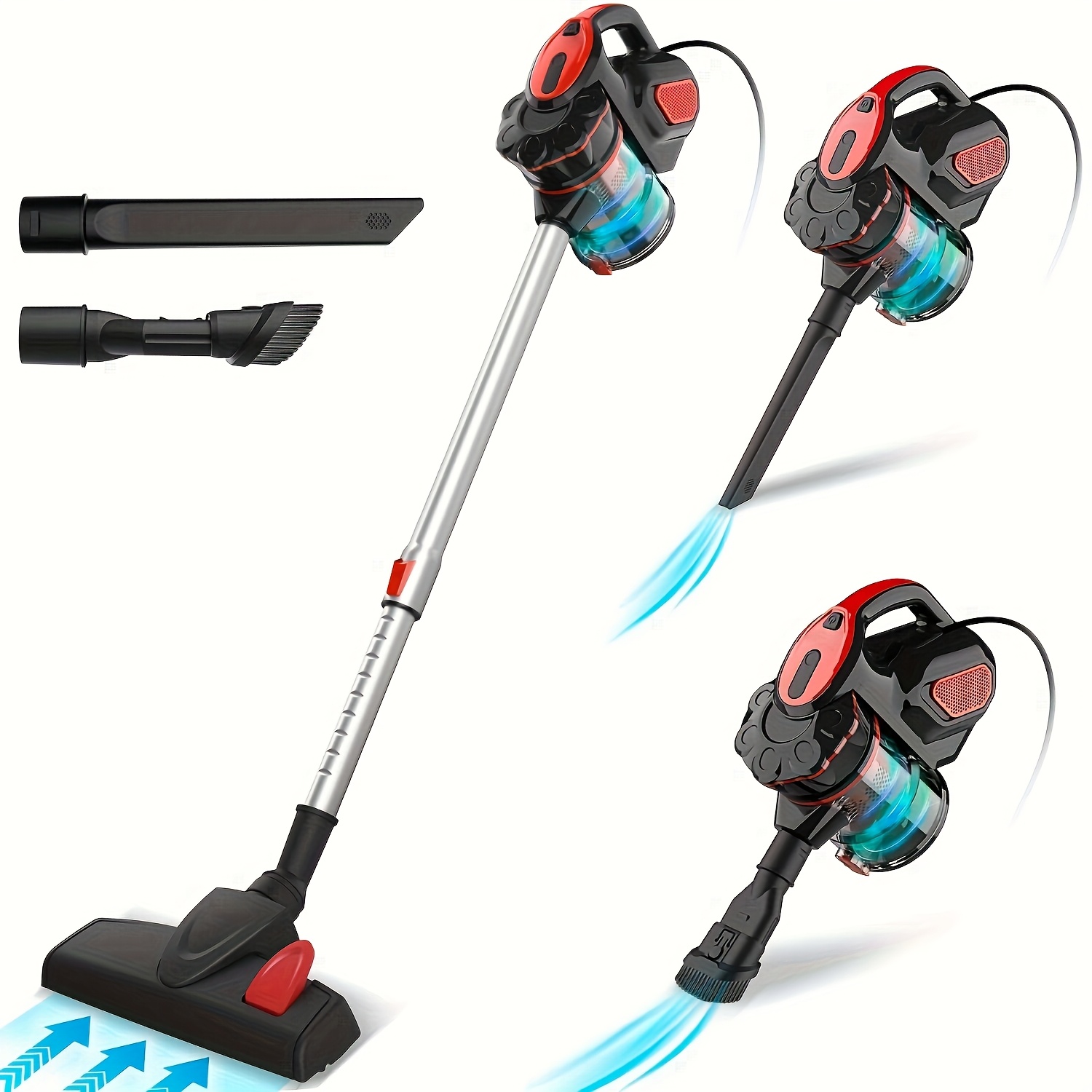 Image of Inse Corded Stick Vacuum Cleaner, Corded Vacuum Cleaner With 600w Powerful Motor 18000pa 15ft/4.6m Long Power Cord Handheld Vacuum Cleaner For Home Pet Hair Hard Floor