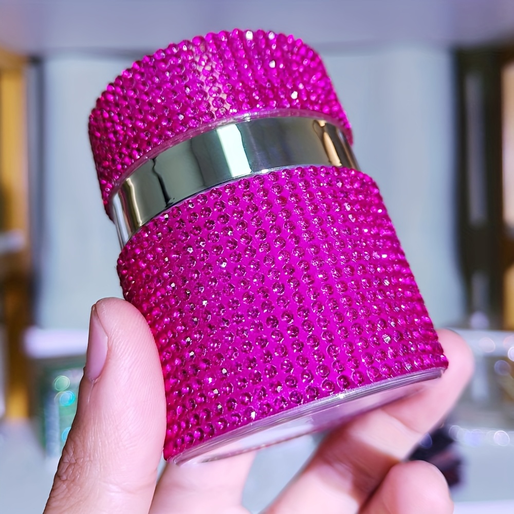 TEMU 30ml Rhinestone-encrusted Plastic Cream Jar With Lid - Elegant And Cosmetic Container For Lotions, Creams, And Skincare Products, Cosmetic