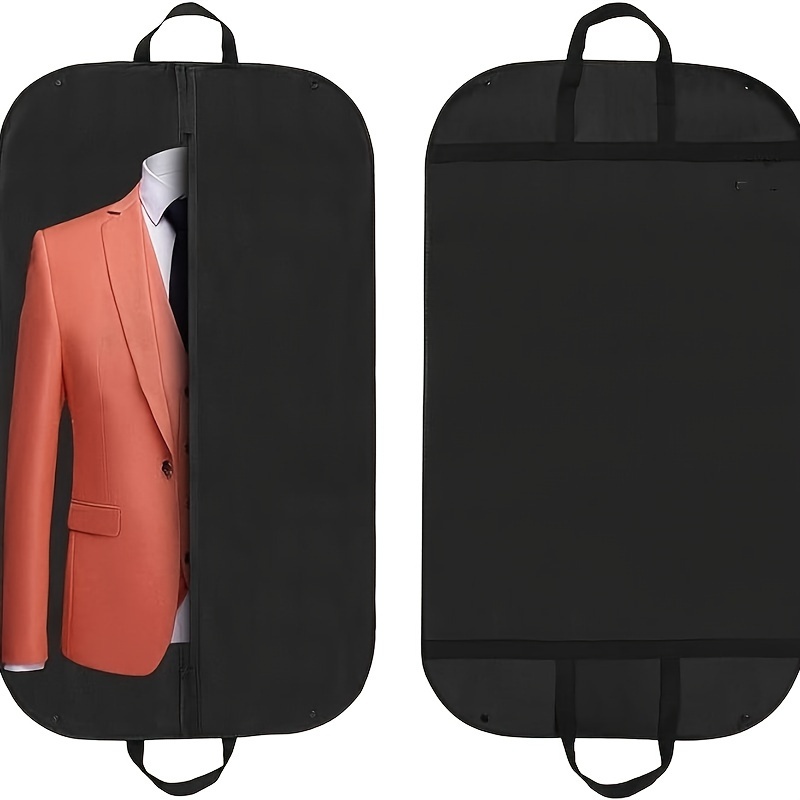 

1pc Breathable Suit Cover, Non-woven Fabric Dust-proof Garment Bag With Portable Handle For Wardrobe Organization, Travel Storage, Clothes Protector For Shirts, Coats, Dresses, Jackets
