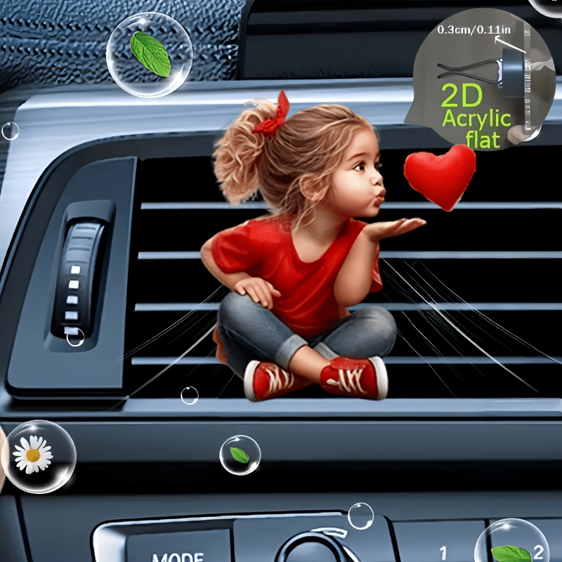TEMU 2d Flat, Cute Girl Air Vent Clip Decoration, 