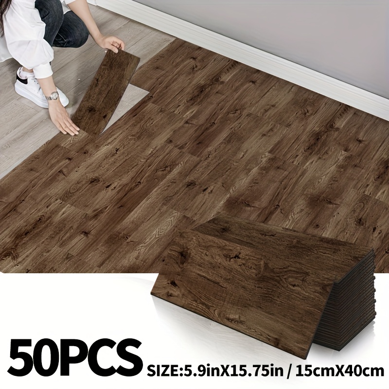 TEMU Piastrelle per legno, pz, 15 cm x 40 cm, spessore 1,5 mm, adesivi autoadesivi IXPE per , facili da staccare e applicare, resistenti all'usura e