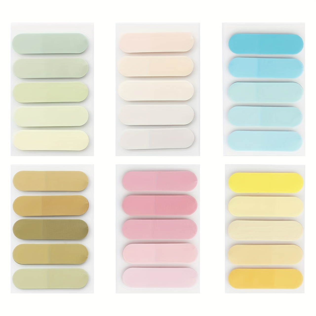 6pcs/12pcs Semi-circle Gradient Transparent Pet Self-adhesive Sticky Notes, Morandi Style Combination Memo Pads, Suitable For School, Home, Study, And Office, A Back-to-school Essential