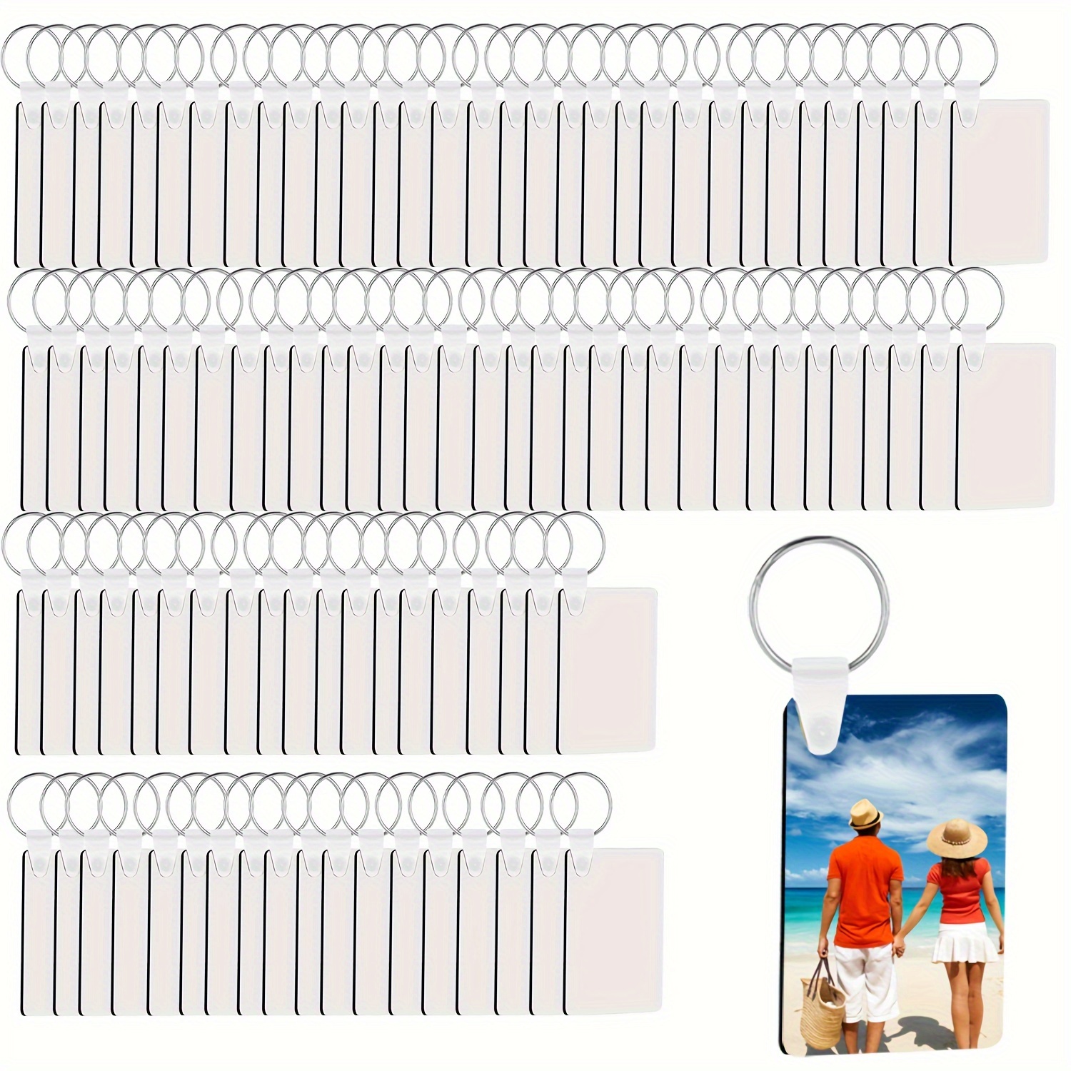 

300pcs Sublimation Blank Keychains With Clips - Double-sided Wooden Rectangular Pendants For Diy Gifts & Decorations, Cshwjkj