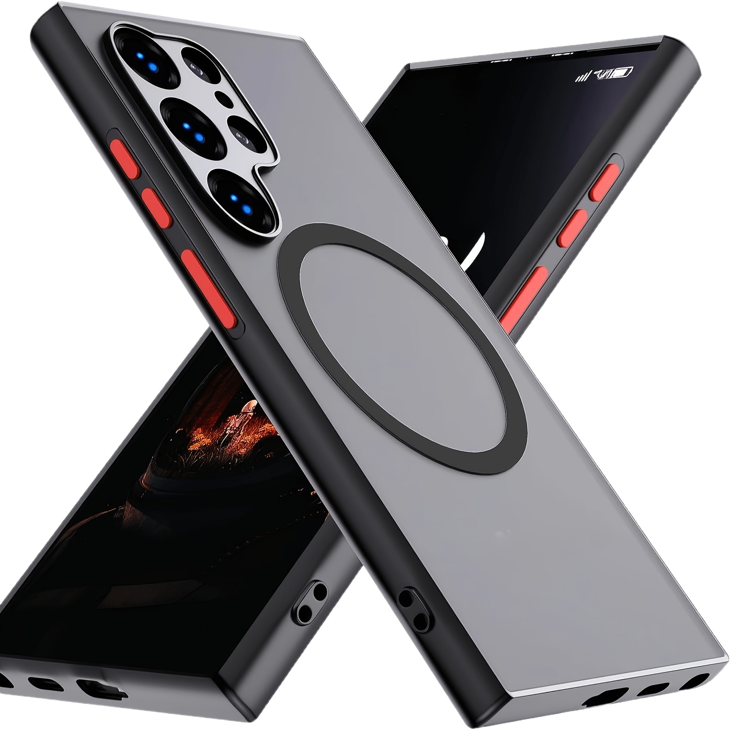 Image of Matte Frosted Magnetic Phone Case For For Galaxy S25 / S25+ / S25ultra S24ultra / S23ultra / S24fe / S24 S23 S22 S21 Fe Hard Case Full Wrap Anti-collision Compatible With Car Holder