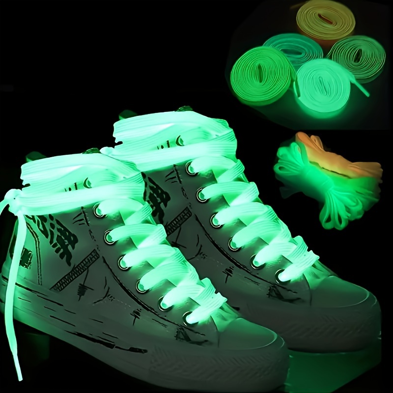 1 Paar Leuchtende Flache Schnürsenkel Für Low-Top-Leinenschuhe, Sneaker, Freizeitschuhe, Trendige Sport-Schnürsenkel Für Männer Und Frauen Paar Schuhbänder