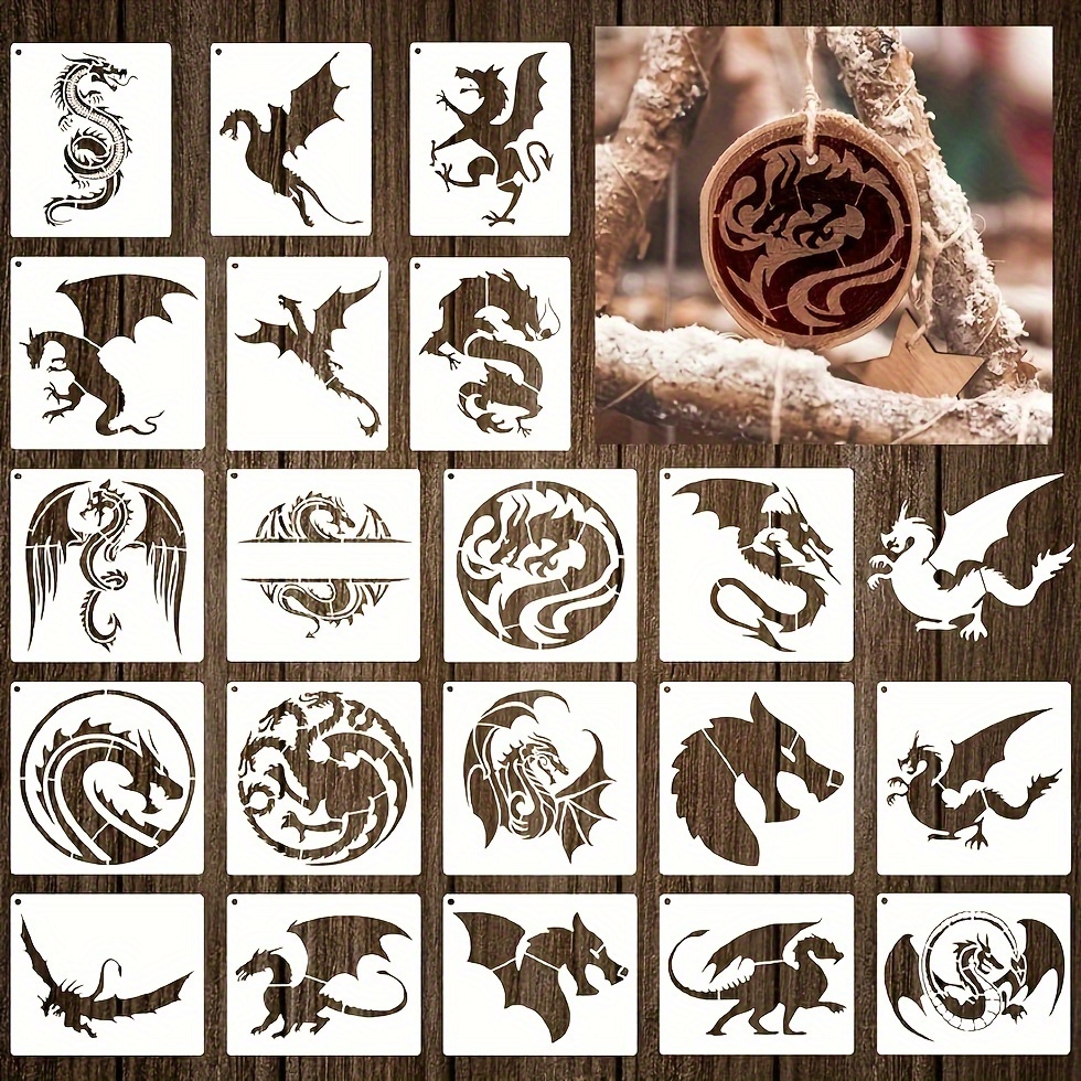 

Pochoirs Dragon Réutilisables En Mylar, 20 Pièces, Pochoirs Artisanaux Pour Peinture Sur Toile De Bois, Décorations Murales, Projets De Bricolage