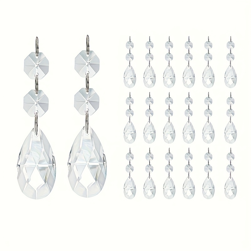 E-shop 10/20 Stück Kristall-Suncatcher Tränenform Kronleuchter-Anhänger, Hängende Prismen-Deko, Hochzeits- & Wohnaccessoires, Achteckige Perlen,