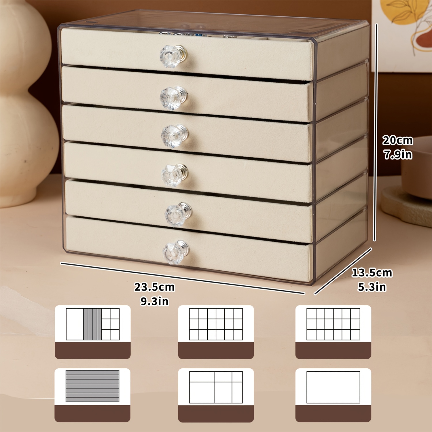 TEMU 6-layer Velvet Jewelry Box, Jewelry Boxes